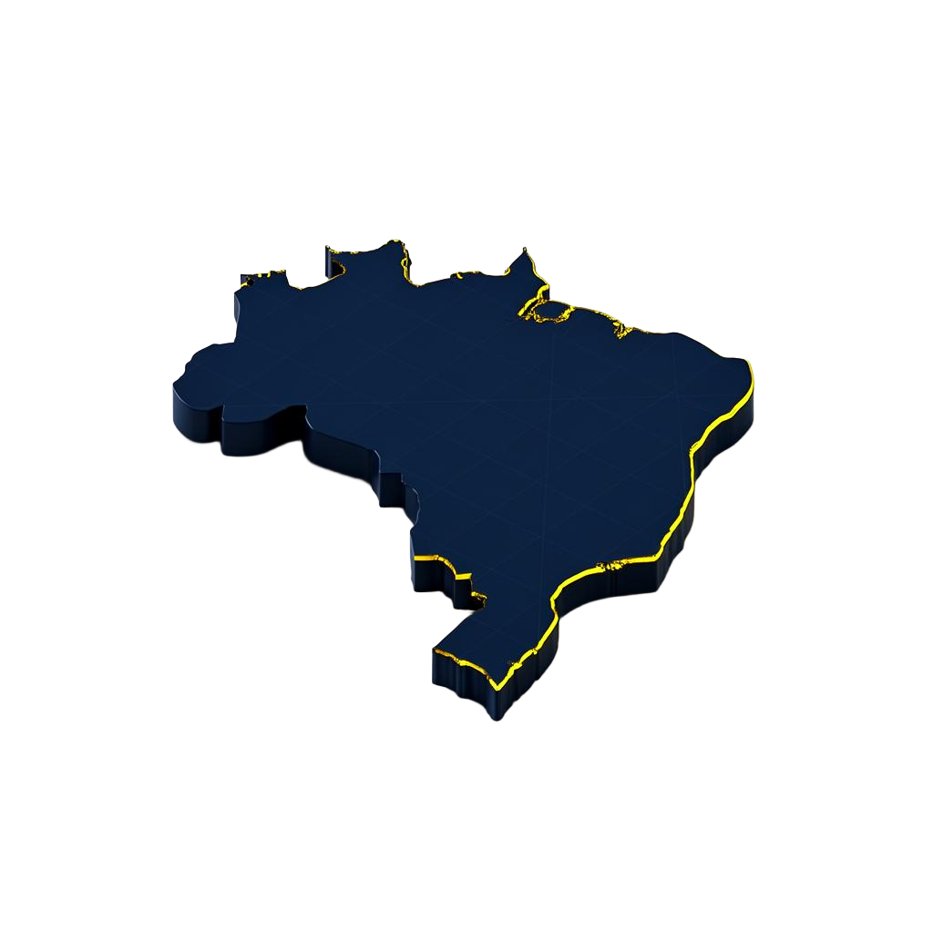 Mapa 3D do Brasil — atendimento em todo território nacional